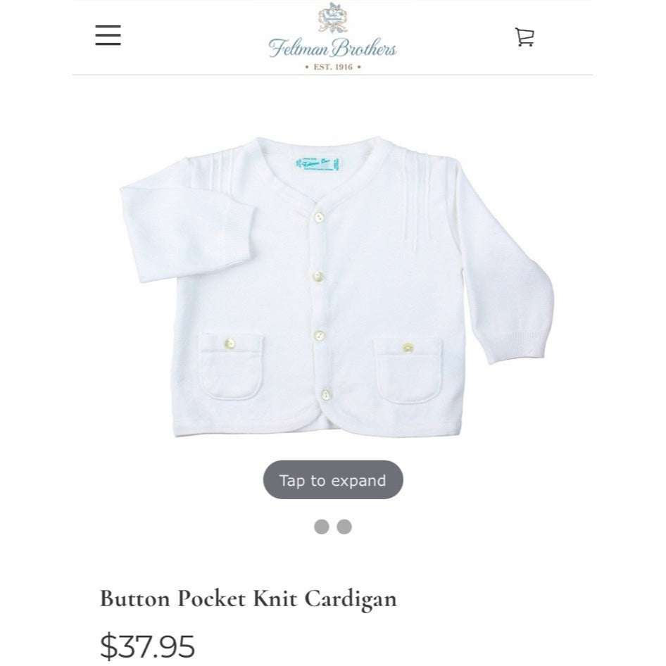 9 months Feltman brothers white cardigan