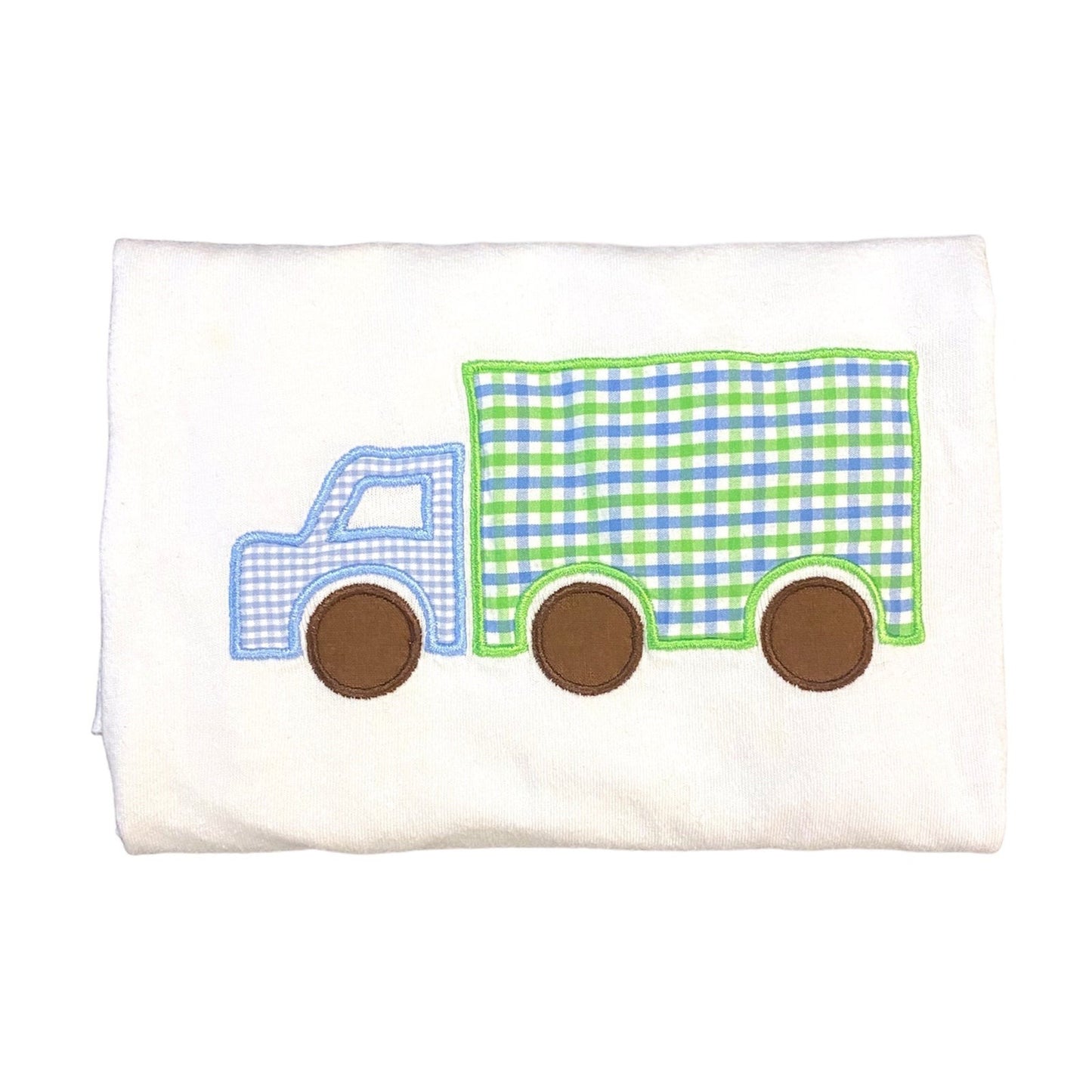 6/7 boys gingham truck appliqué shirt