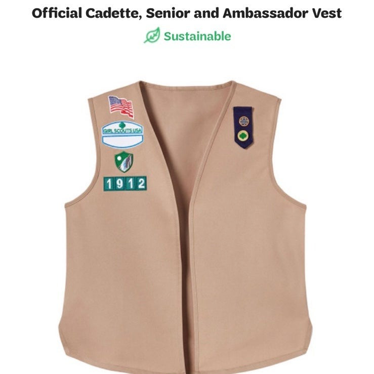 New Girl Scouts Official Cadette Senior and Ambassador Vest