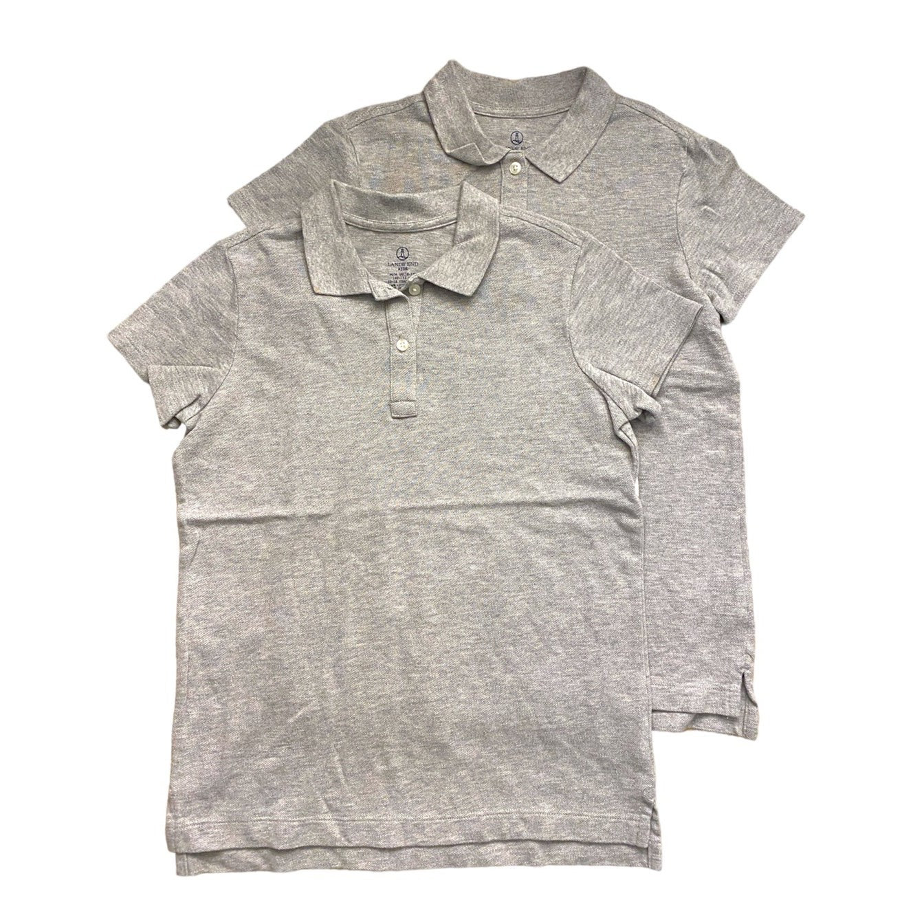 Medium 10-12 Lands’ End gray polos bundle school