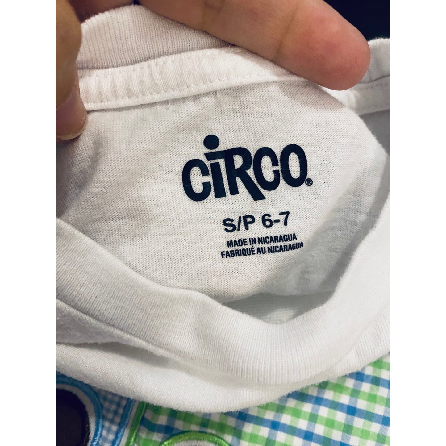6/7 boys gingham truck appliqué shirt
