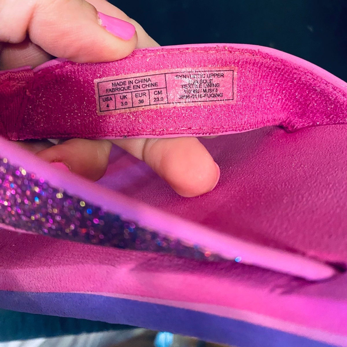Size 4 pink Teva flip flops