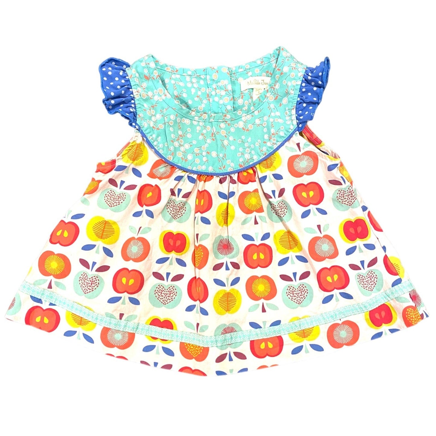 Size 2 Matilda Jane lucia shabby top with apples school