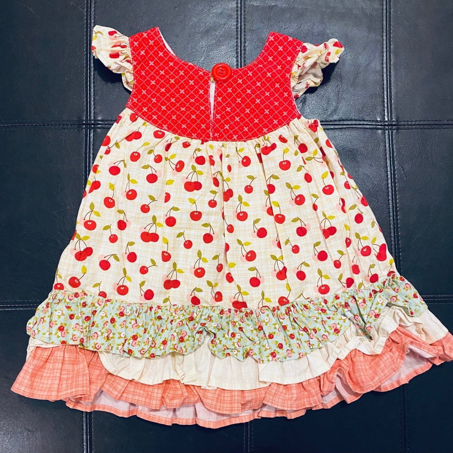 18-24 months to 2T cherry ruffle dress