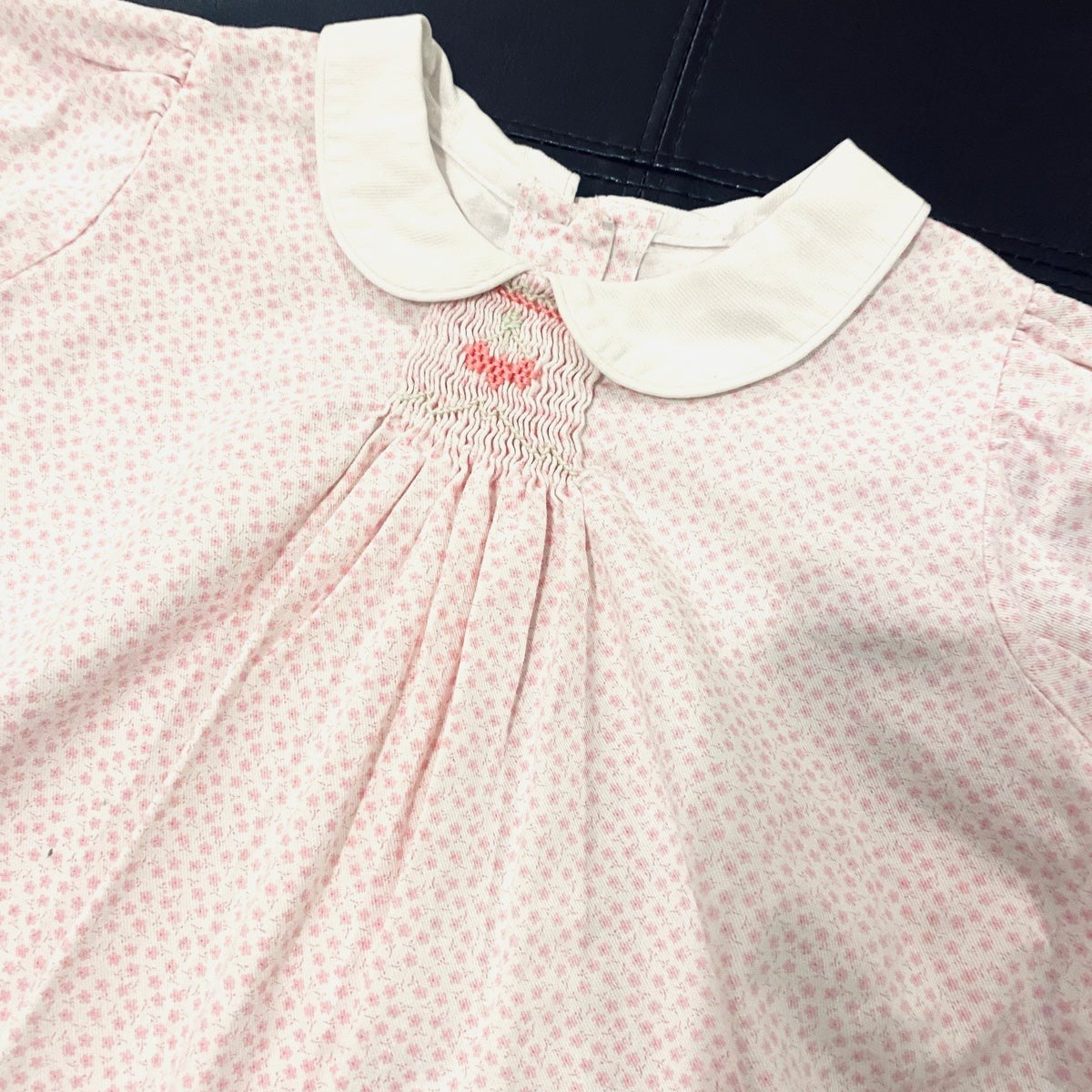 2T smocked cherry floral top