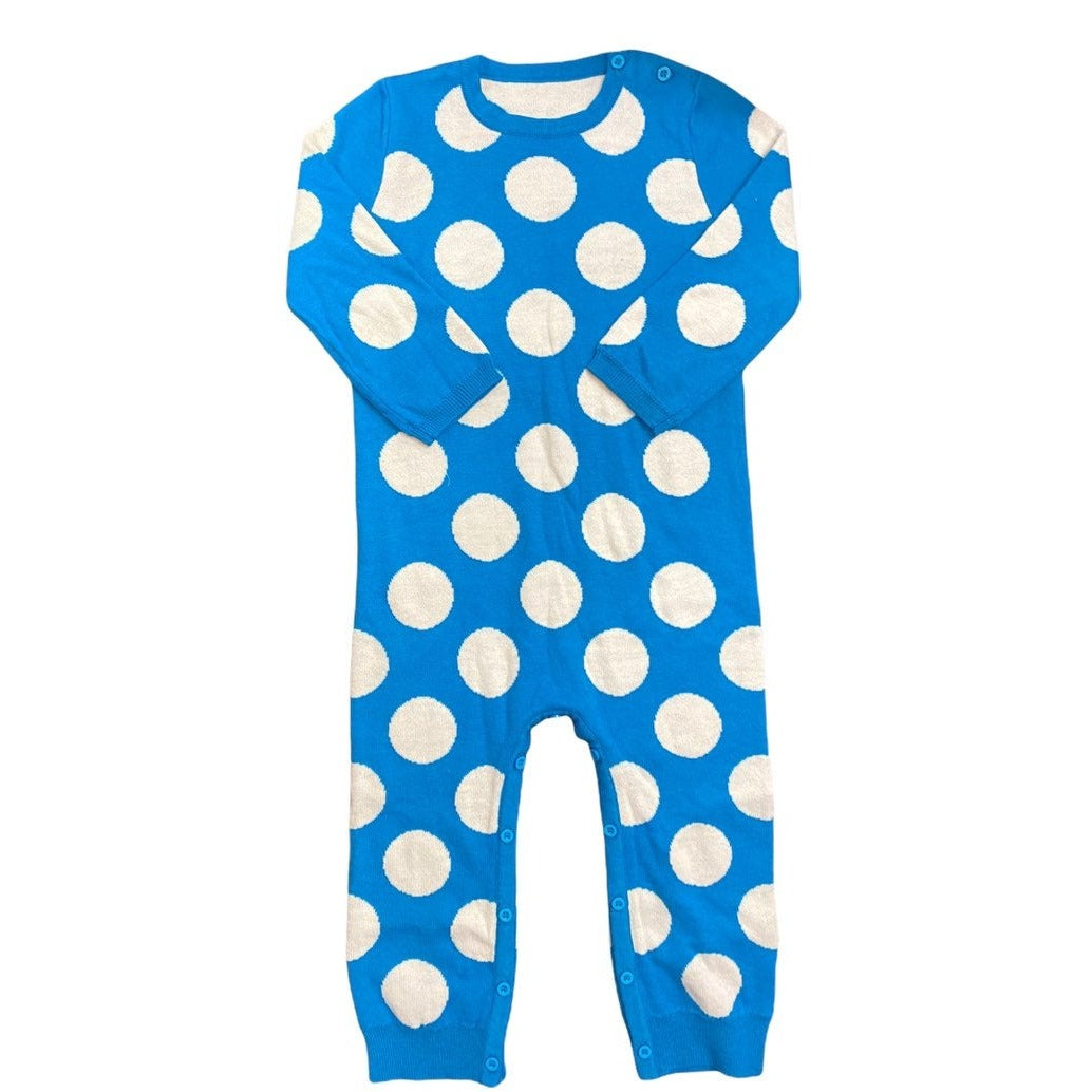 Blue dot sweater romper
