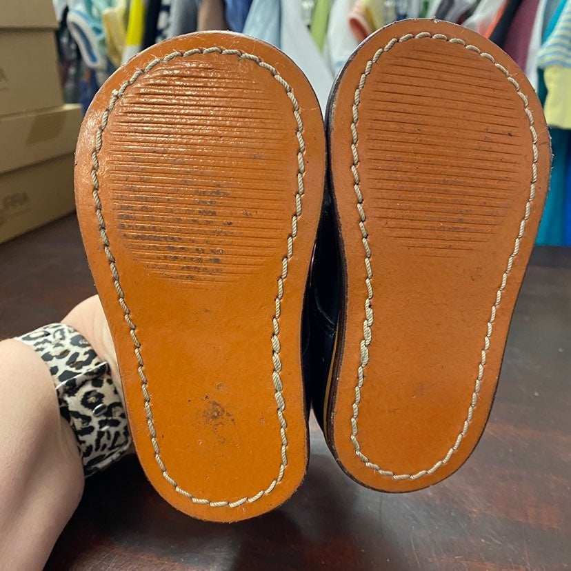 Size 3.5 navy toddler leather hard bottoms