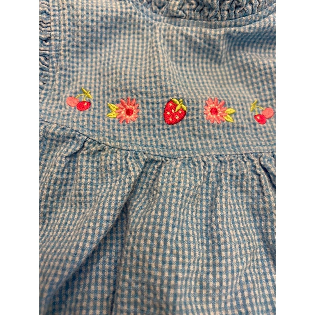 3 months strawberry gingham bubble