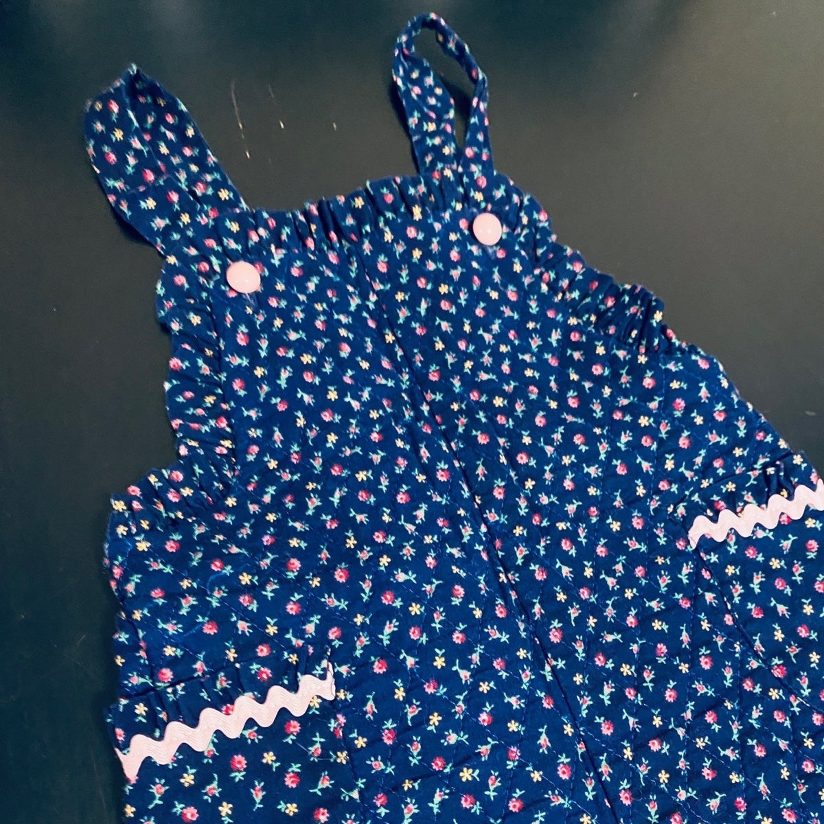 4T girls vintage floral Quilted Overalls romper