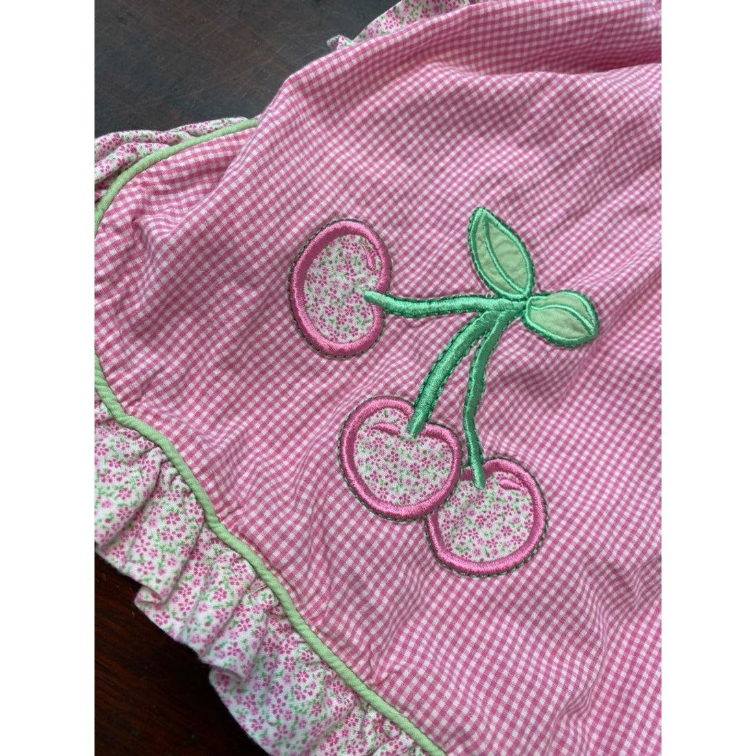 2T pink gingham cherry dress