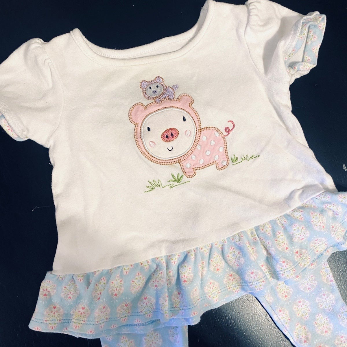 12 months pig farm ruffle outfit