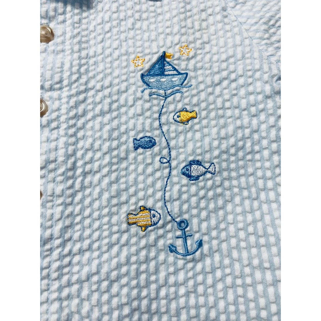 0-3 months vintage seersucker sailboat top