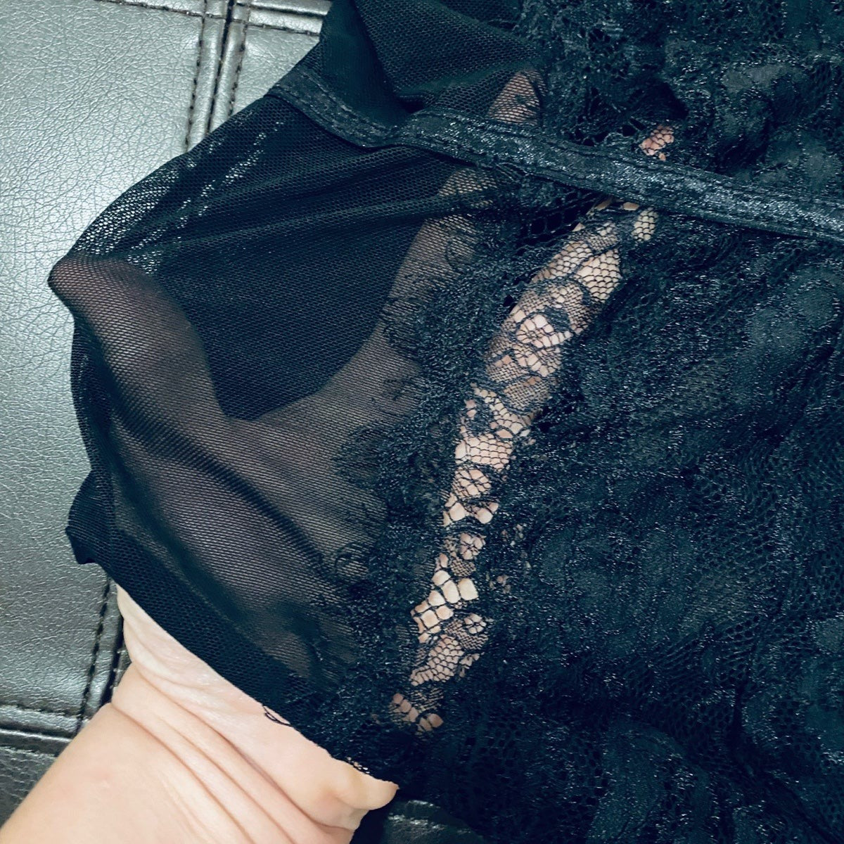 Small black lace lingerie teddy