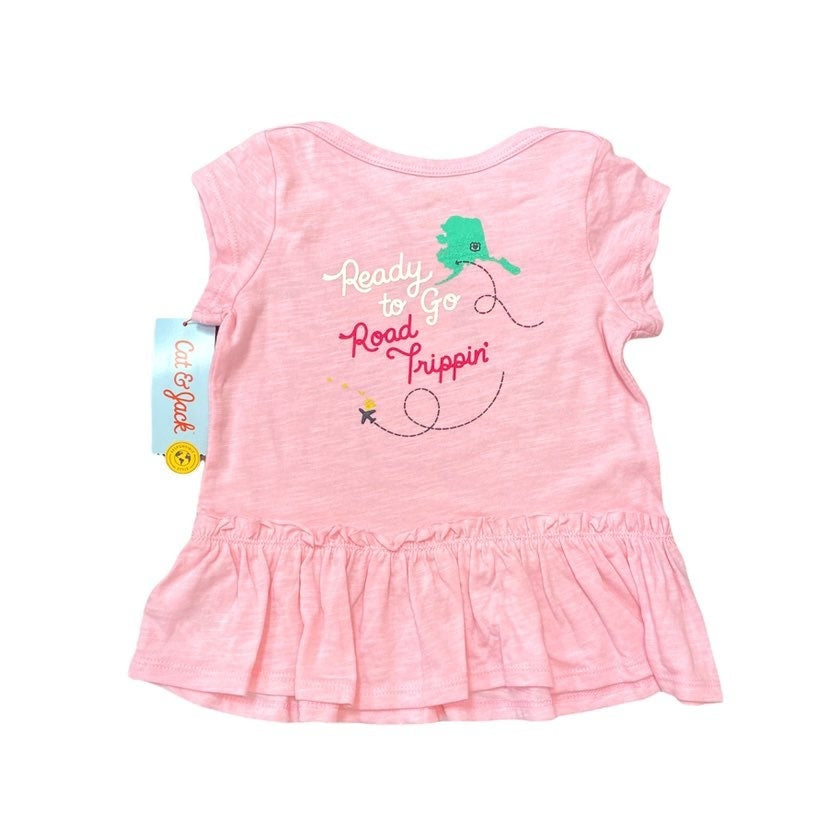 New 3T USA travel map ruffle shirt