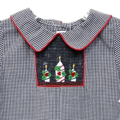 12 months smocked Christmas romper