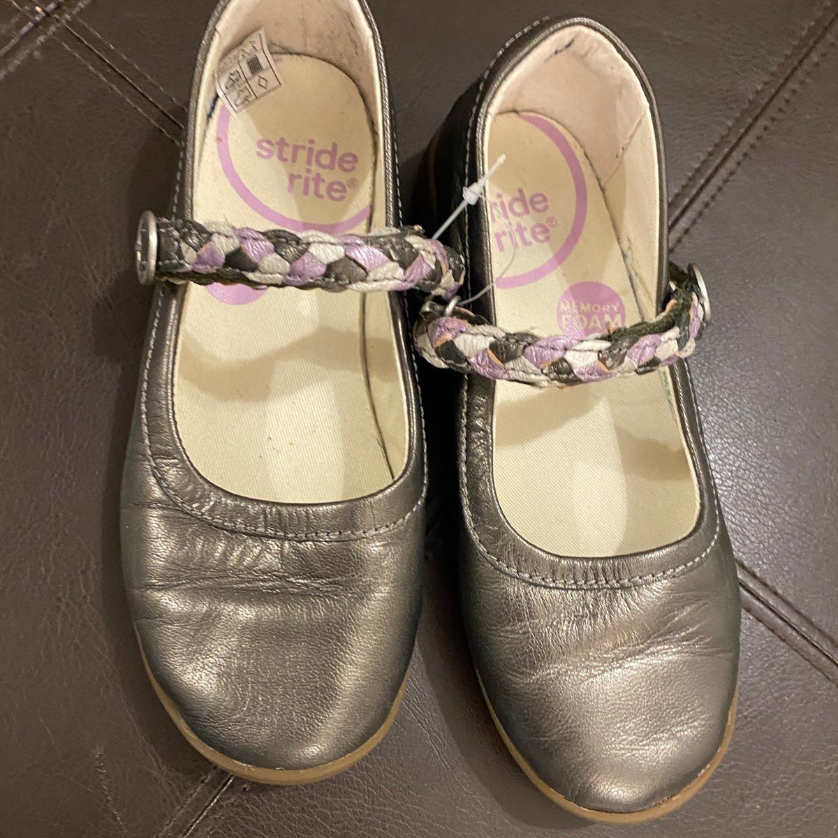 Size 1 girls silver Stride Rite shoes