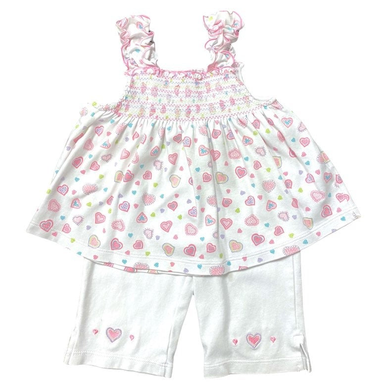 Size 2 Kissy Kissy smocked hearts 2 piece set- pima