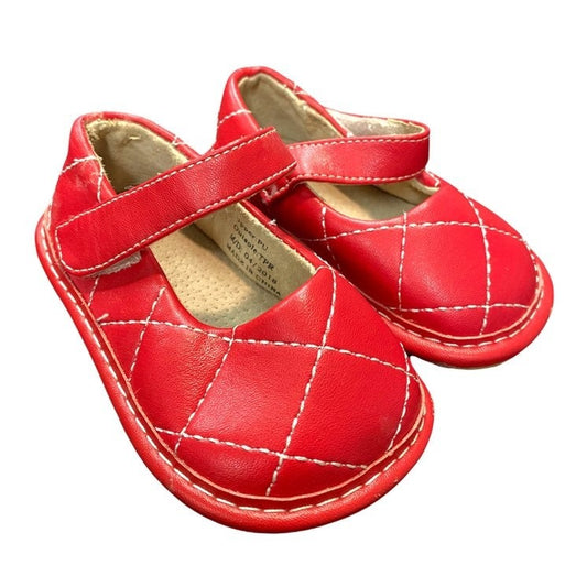 New size 4 Red Alligator Squeaker Mary Janes