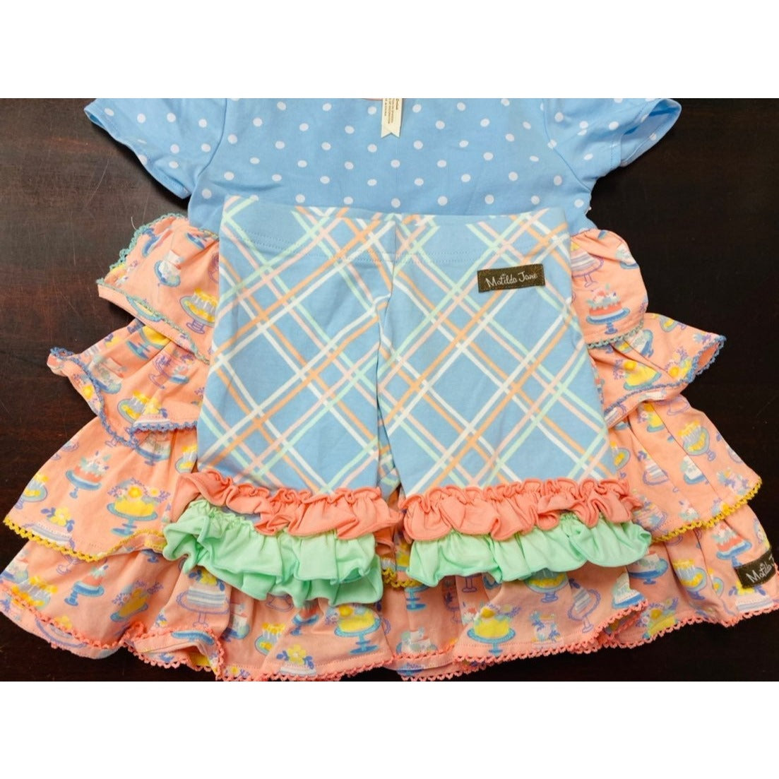 Size 4 Matilda Jane birthday dress & ruffle shorties