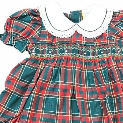 2T vintage smocked plaid dress