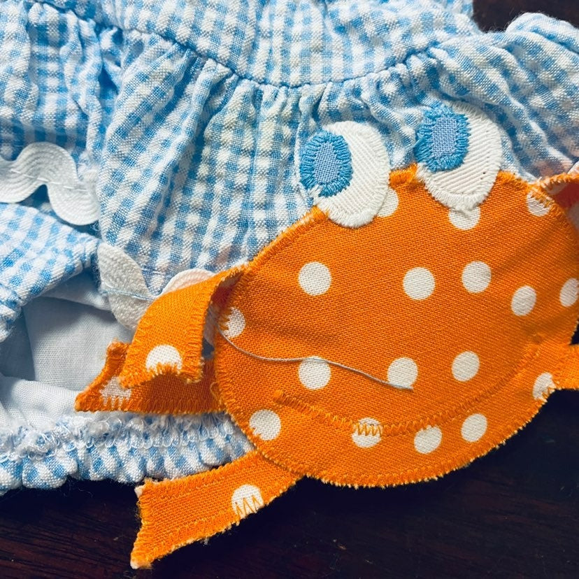 2t girls seersucker crab & fish Swimsuit