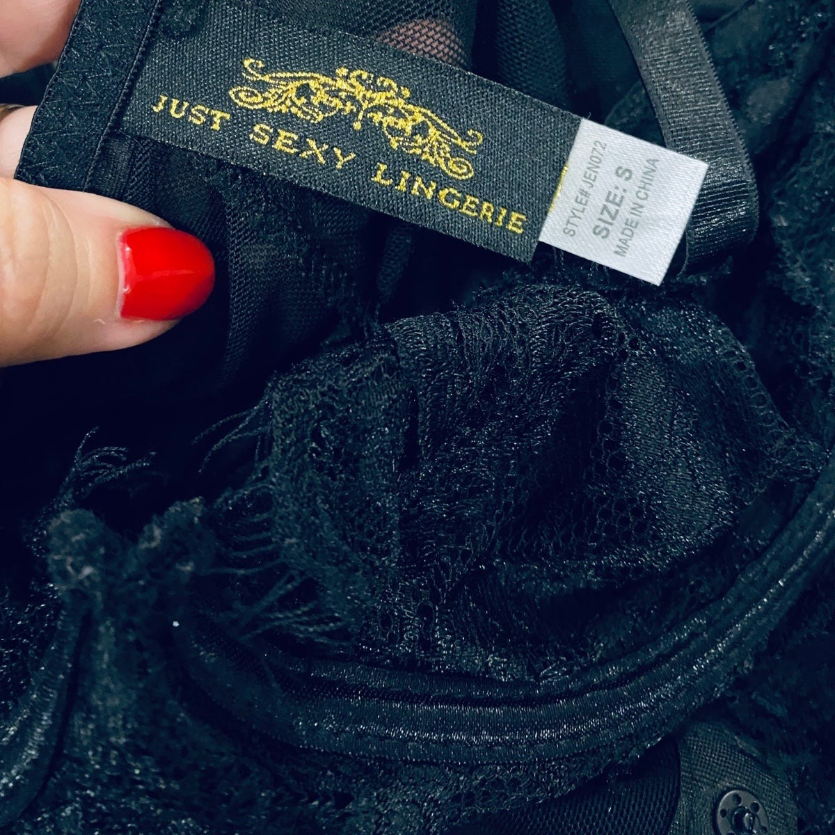 Small black lace lingerie teddy