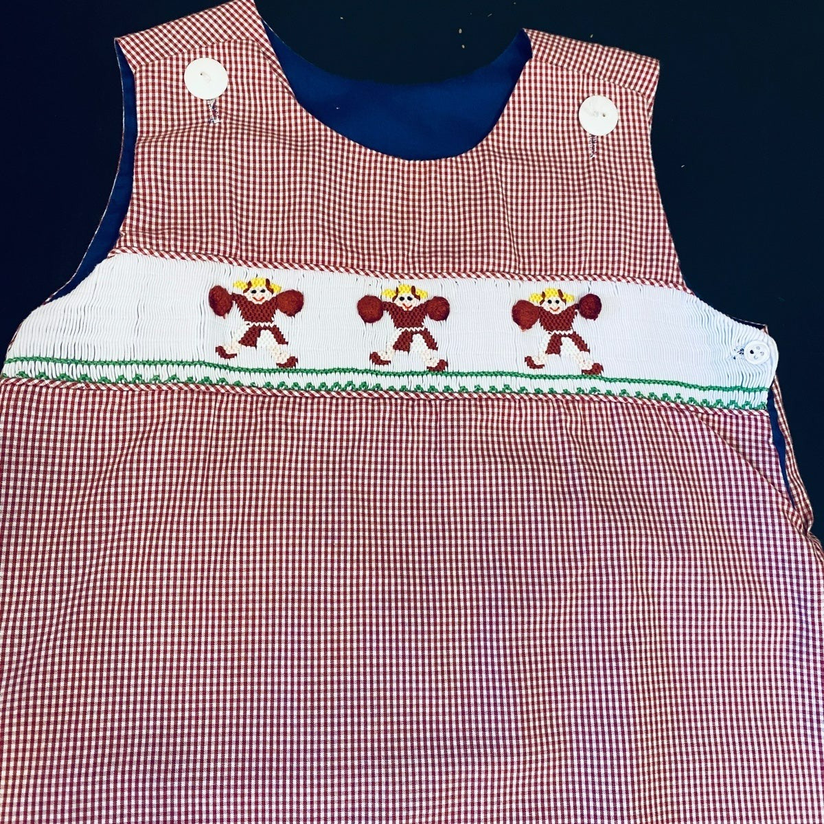 Size 4 smocked cheerleader and whale reversible dress
