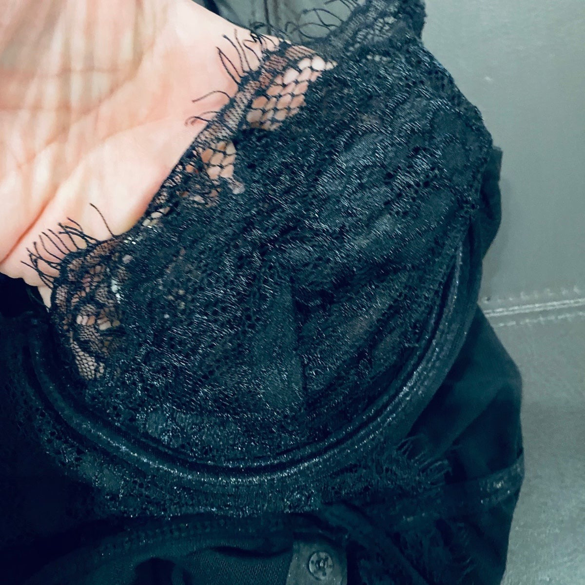 Small black lace lingerie teddy