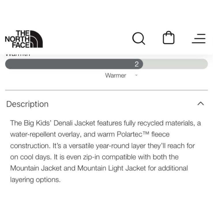 Boys Large green The North Face Denali jacket