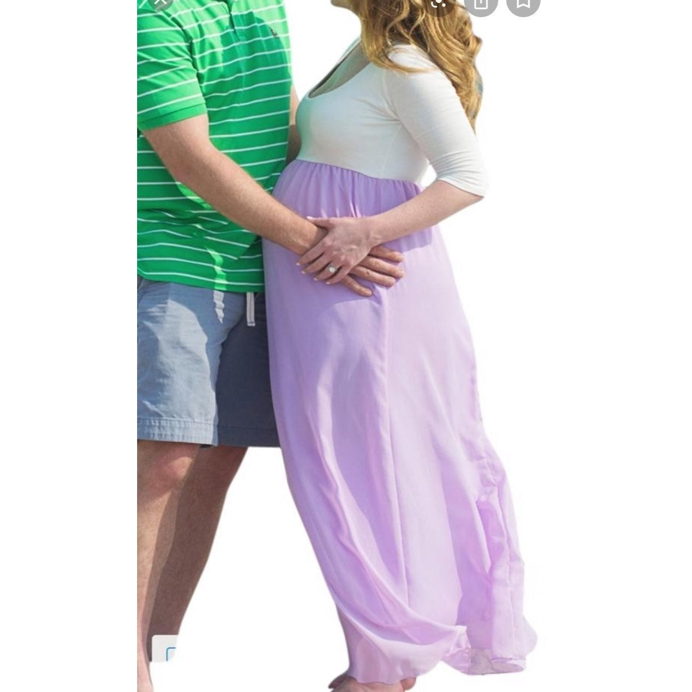 Lavender Chiffon Colorblock Small Maternity Maxi Dress
