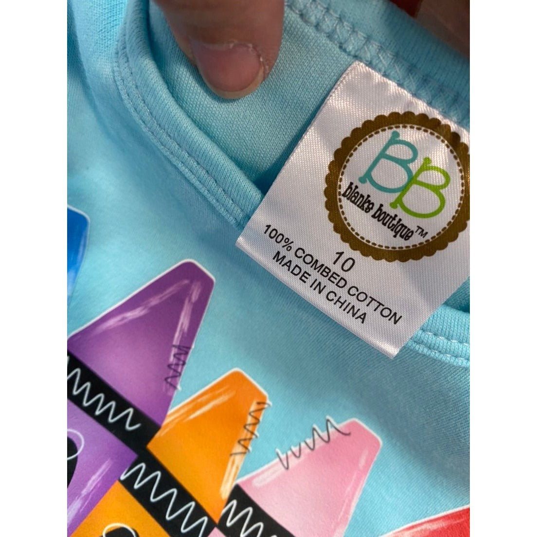 Size 10 crayons back to school top