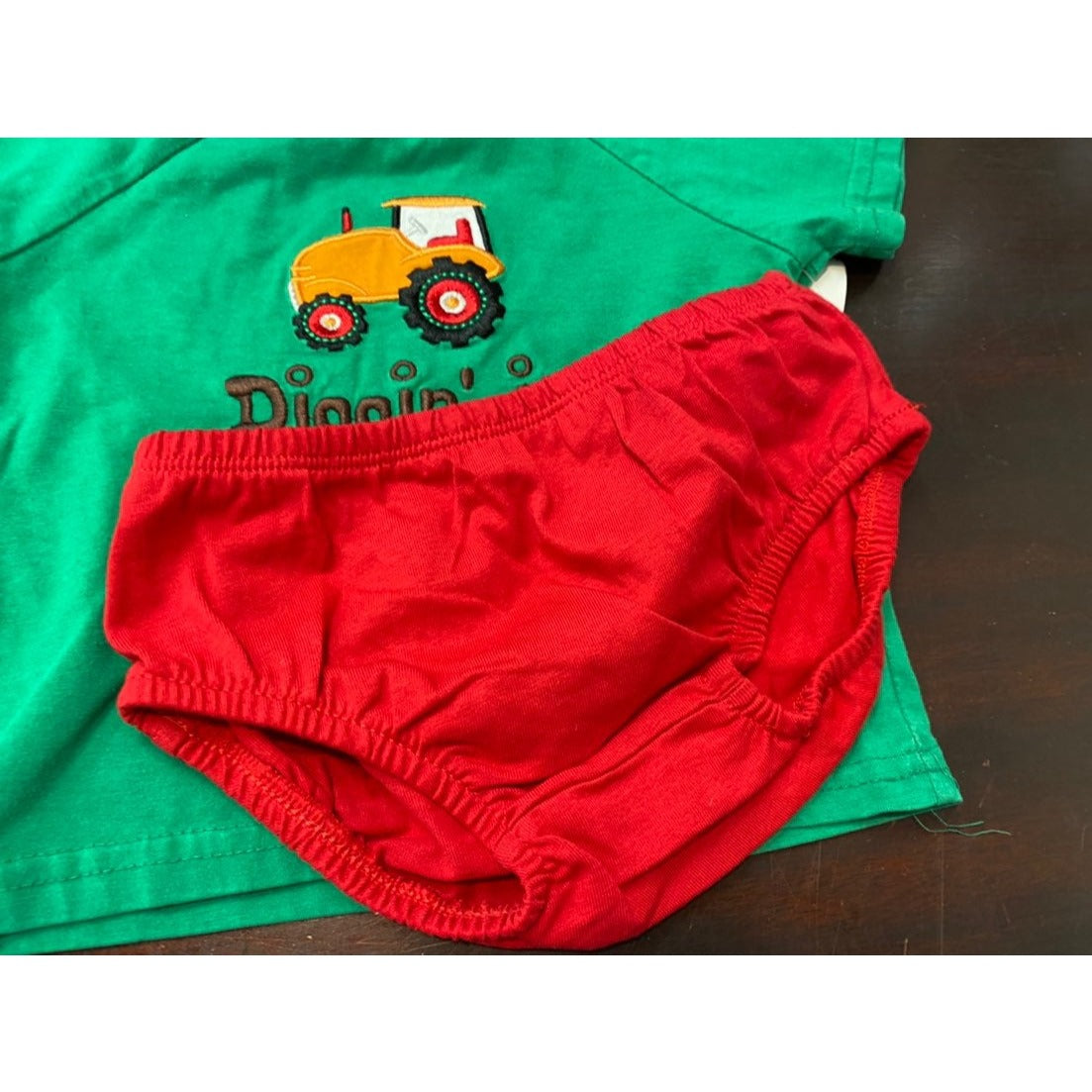 12 months tractor farm diaper cover set