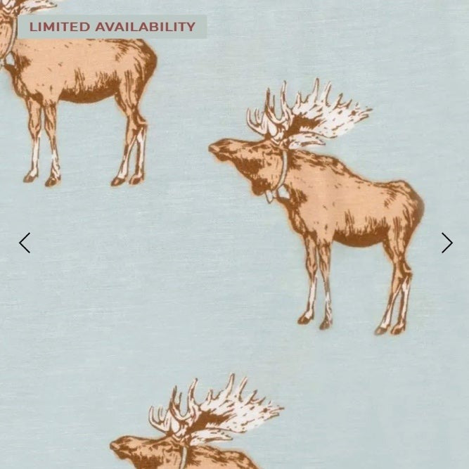 3-6 months Milkbarn blue moose snap footed romper