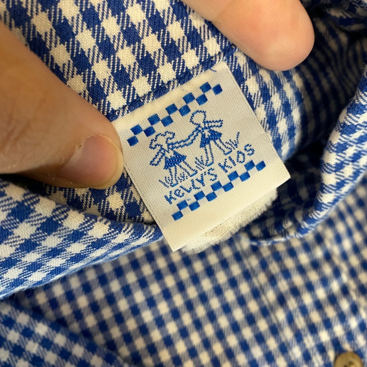 5/6 kelly's kids button down blue gingham shirt