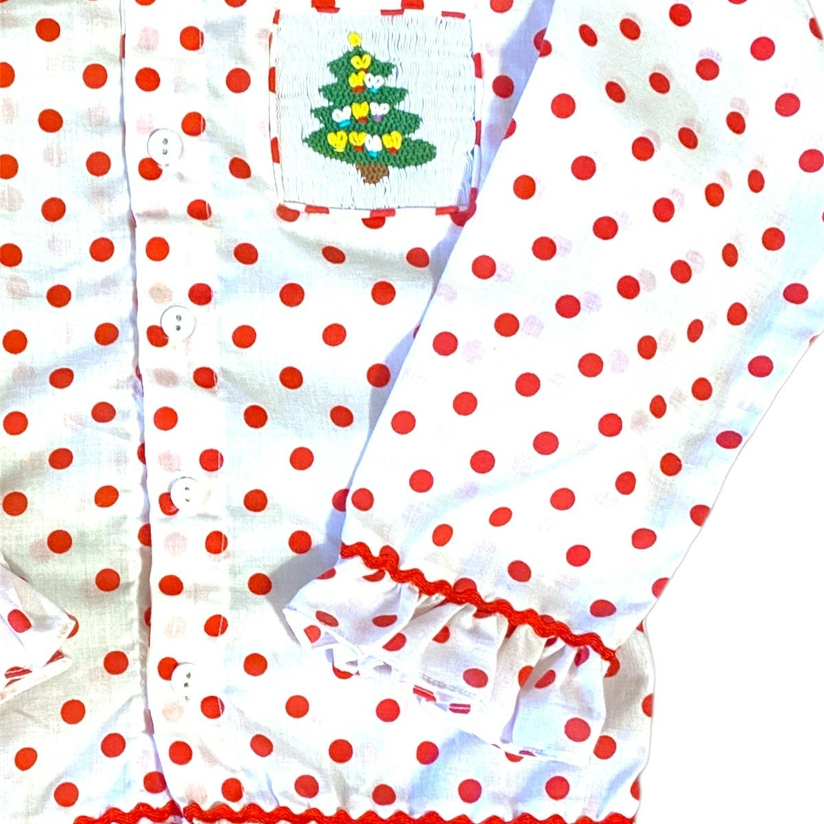 4T smocked Christmas ruffle shirt
