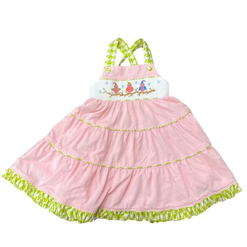 Size 2 smocked winter owl Dress