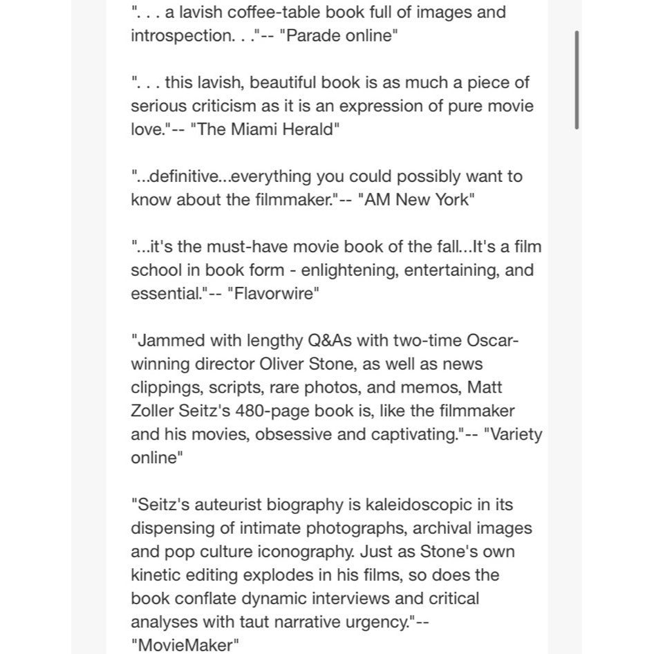 The Oliver Stone Experience Annotated by Matt Zoller Seitz Hardcover