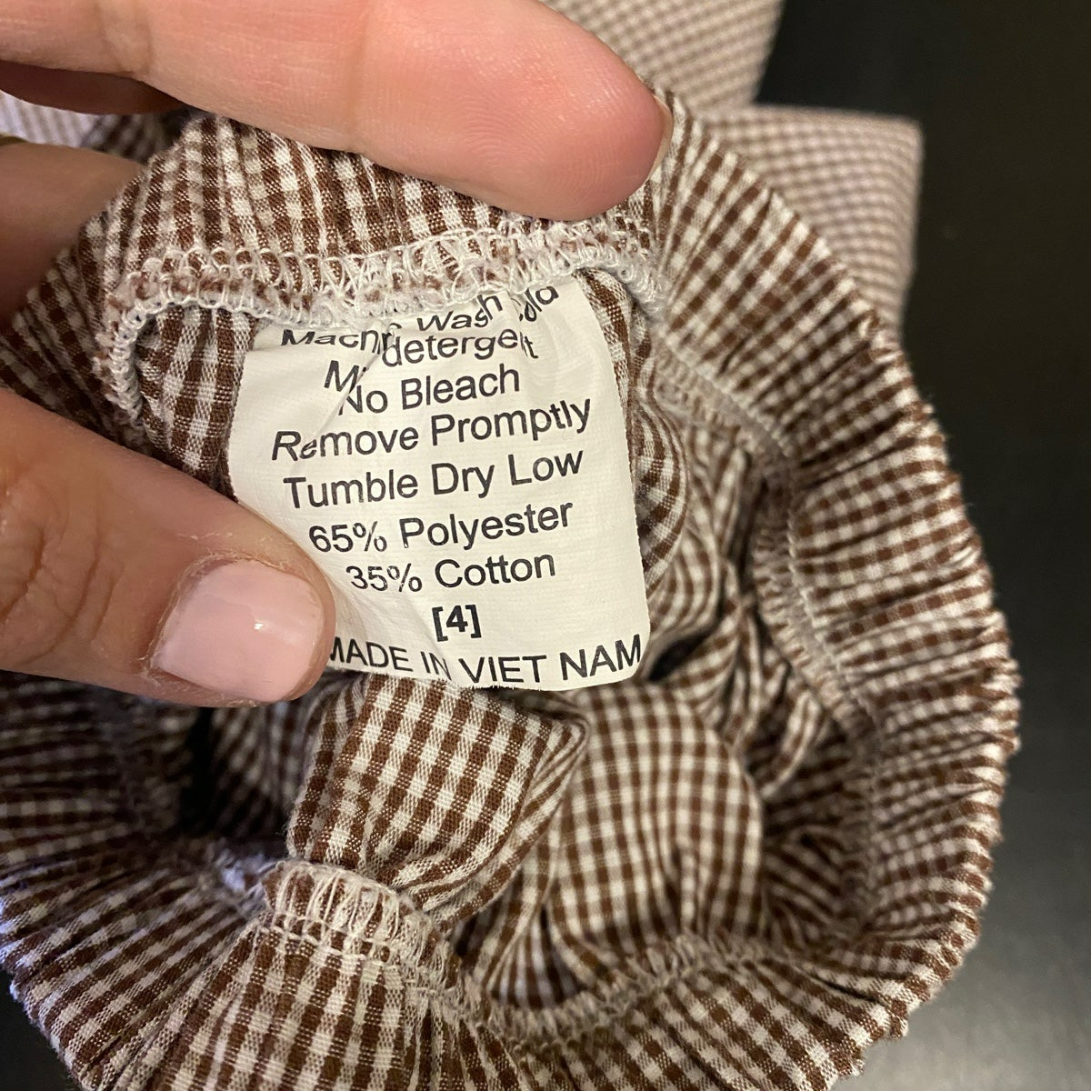 Size 4 brown gingham pants