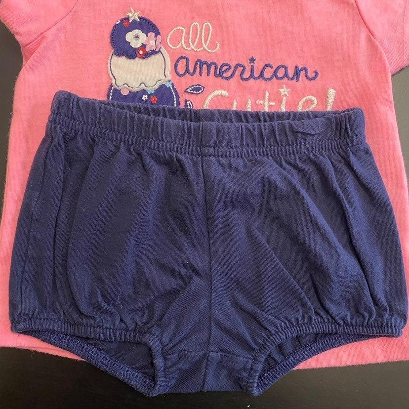 3 months baby girls 4th of July bloomer set