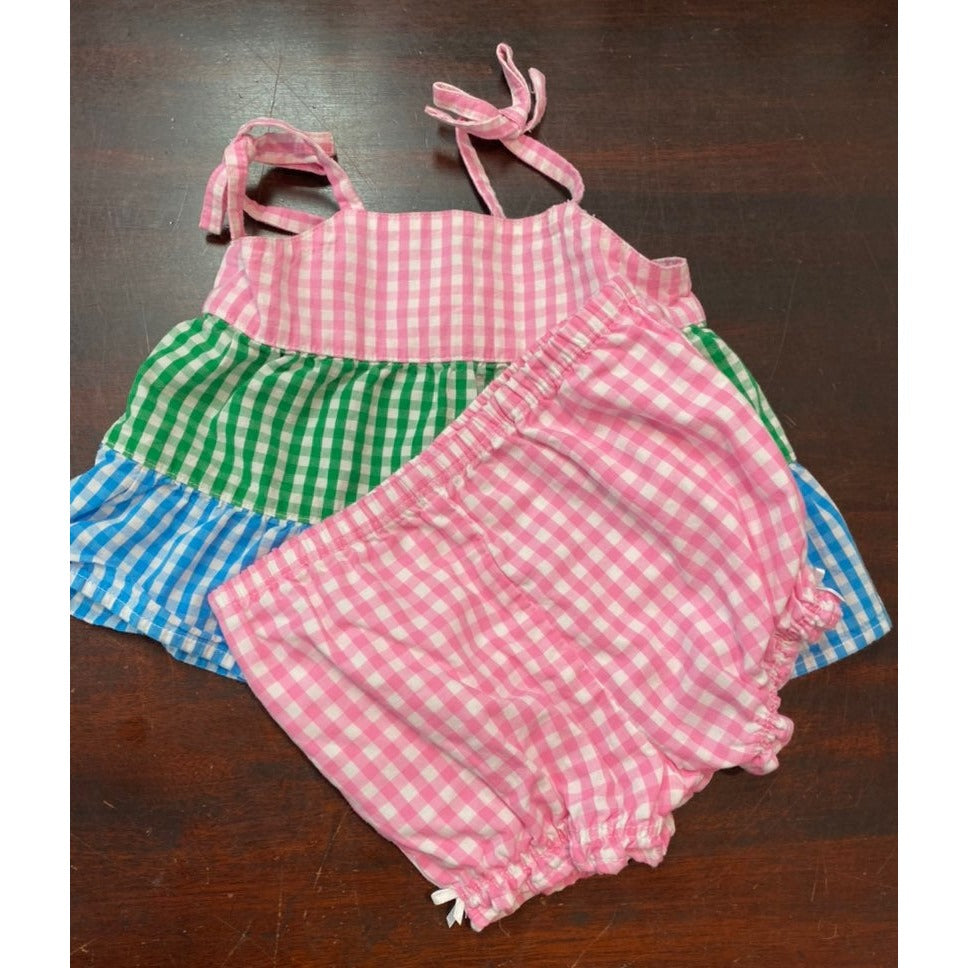 6-9 months gingham bloomer set