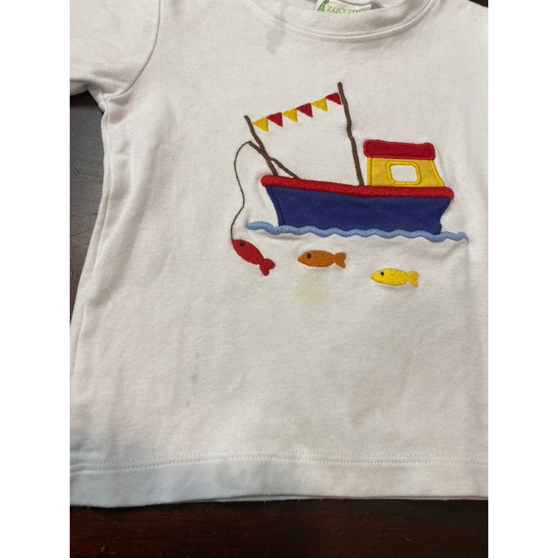 24 months fishing boat applique tee