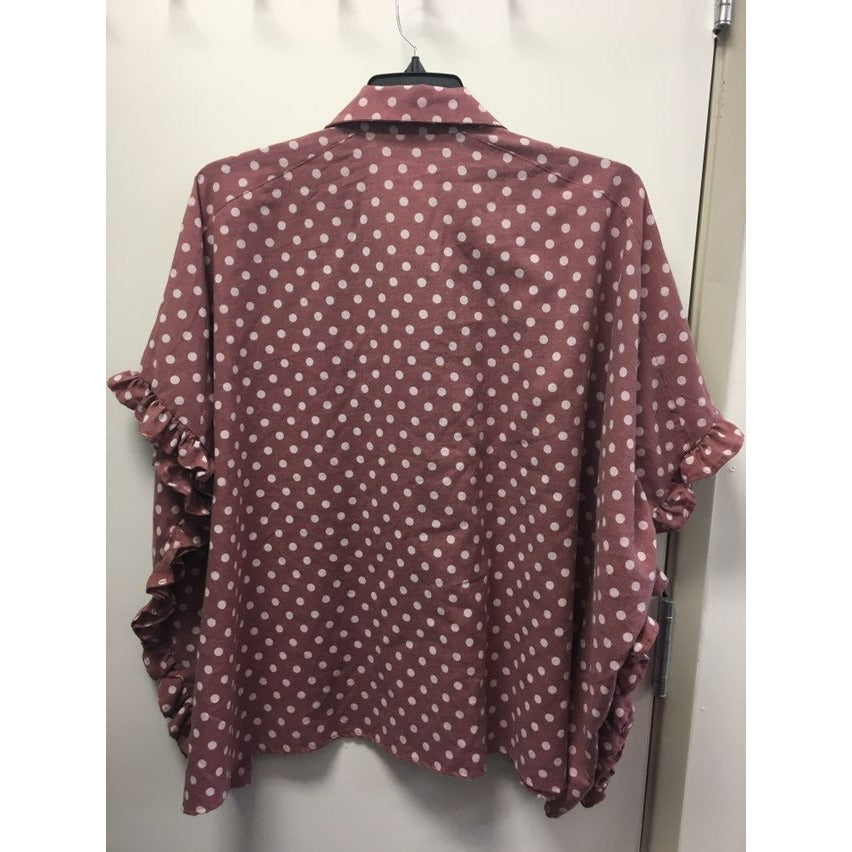 Pink Blush Mauve Maternity Medium Dolman Ruffle Top