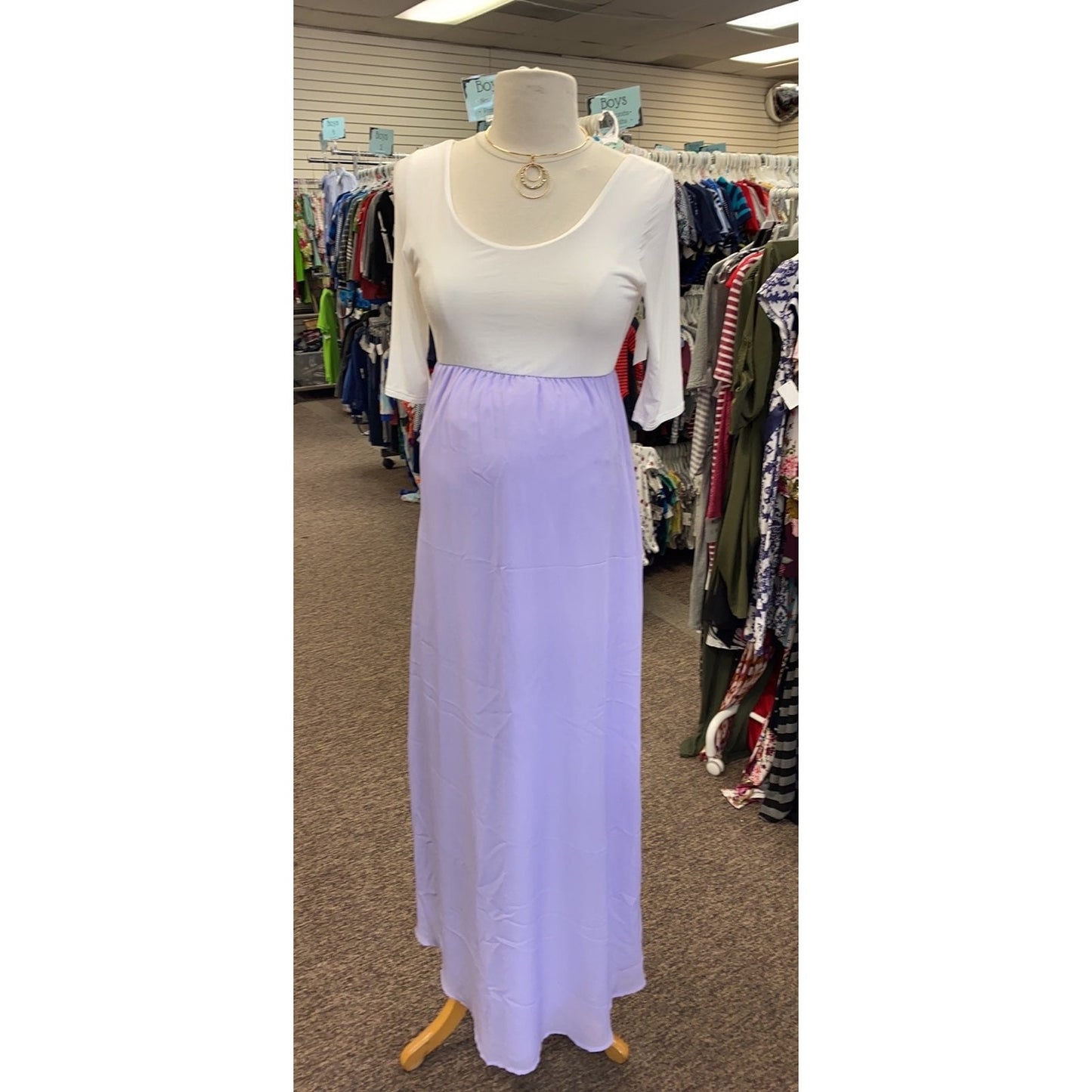 Lavender Chiffon Colorblock Small Maternity Maxi Dress