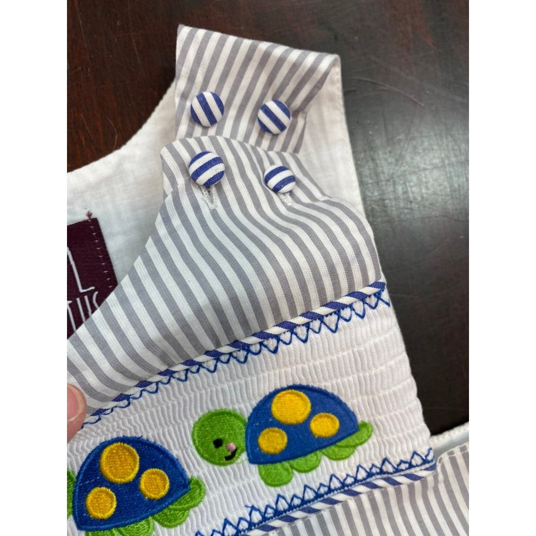 6-12 months Smocked turtle longall