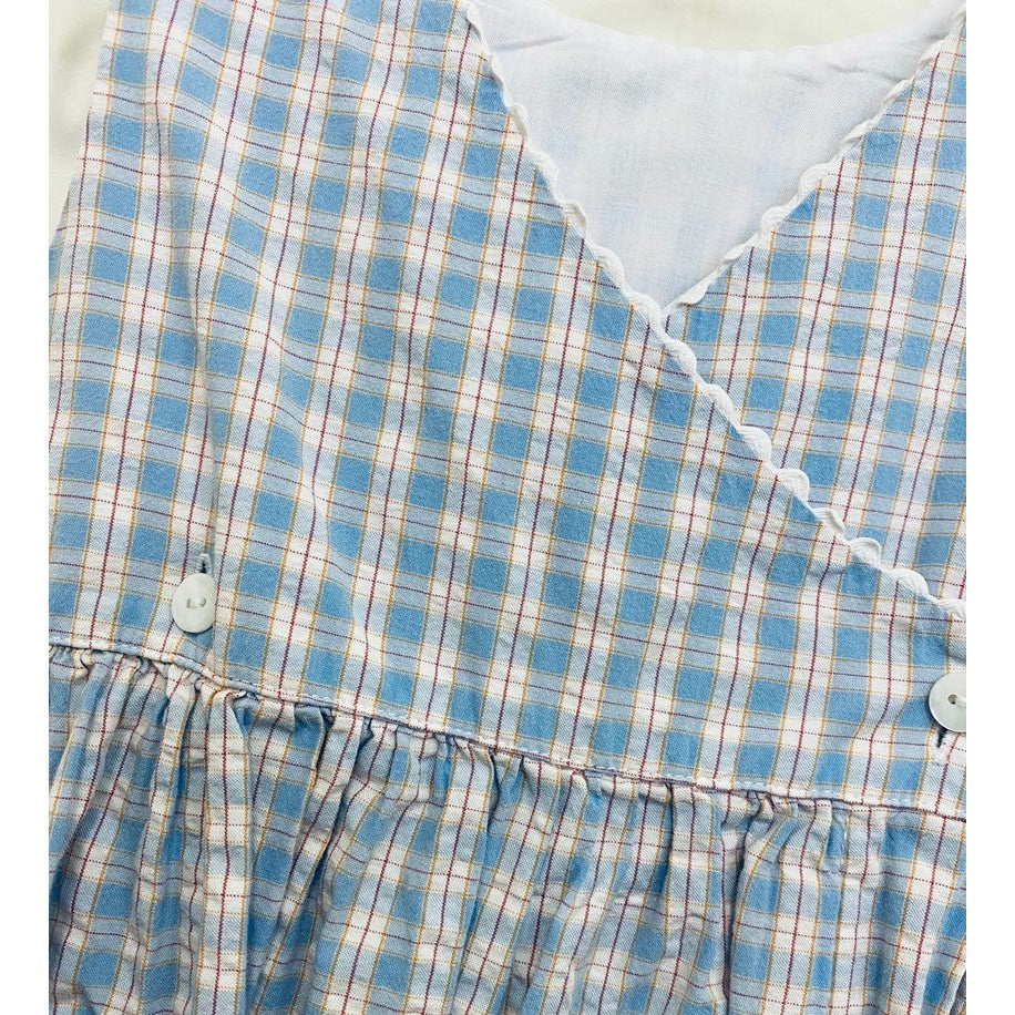3/4 blue plaid vintage Dress