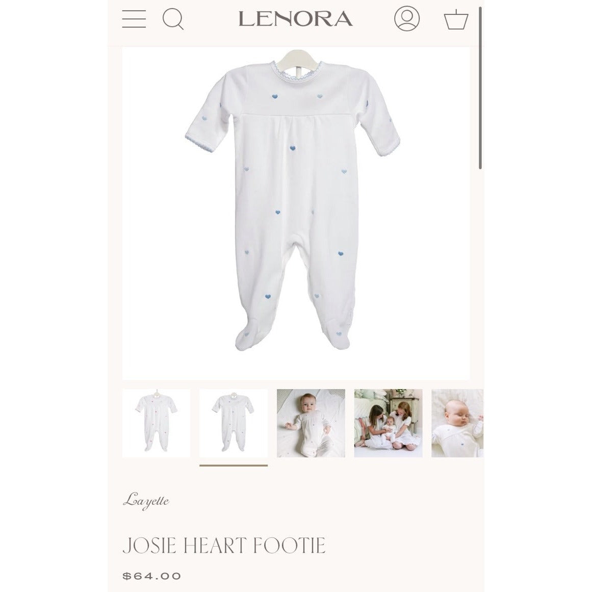 New 0-3 months Nora Josie heart footie with blue hearts Valentine’s Day romper