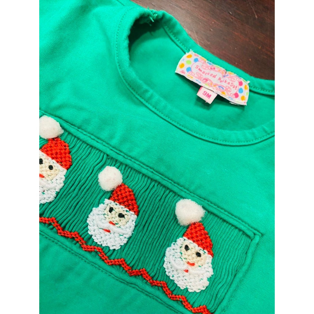 9 months smocked Santa top