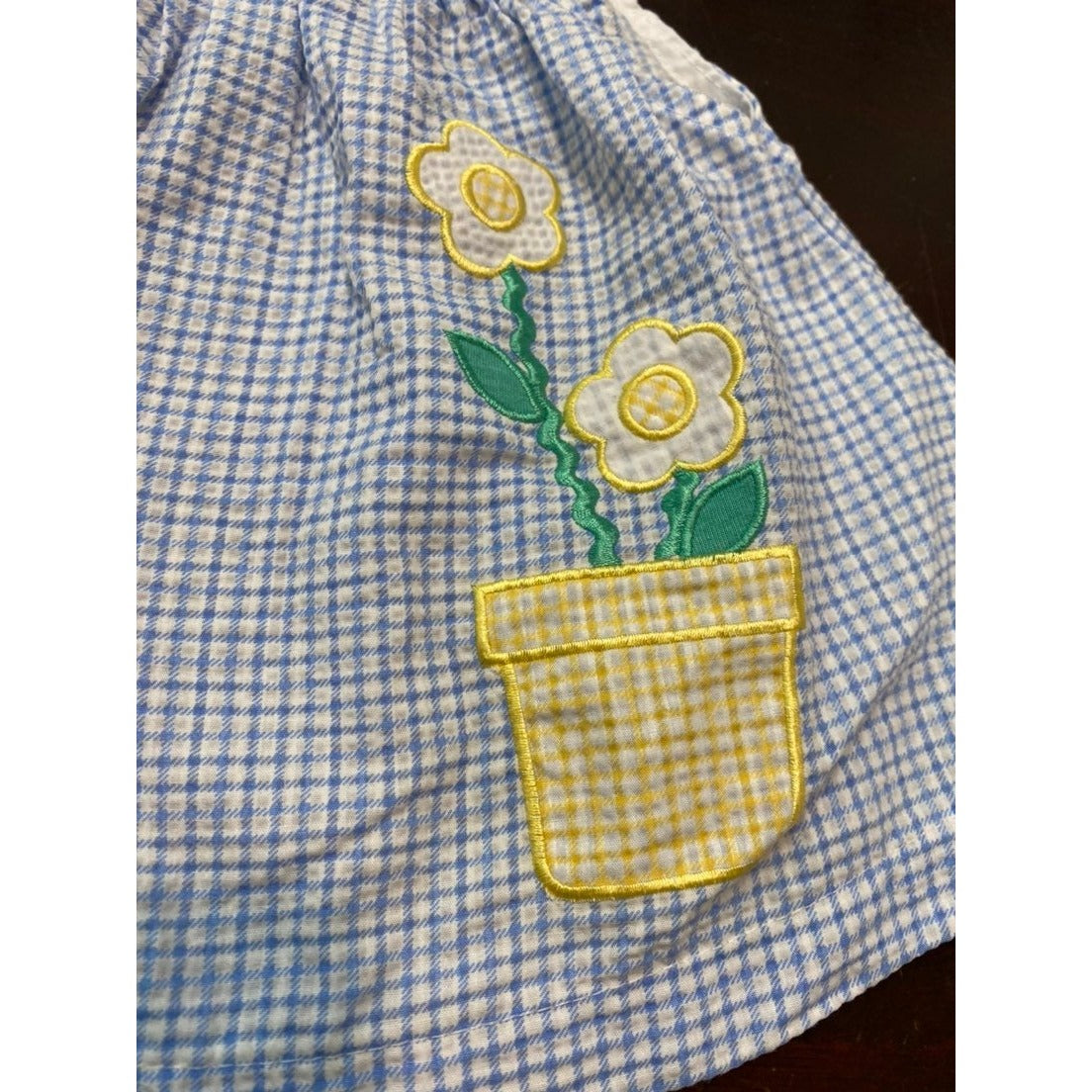 Vintage 6-9 months Blue gingham Dress