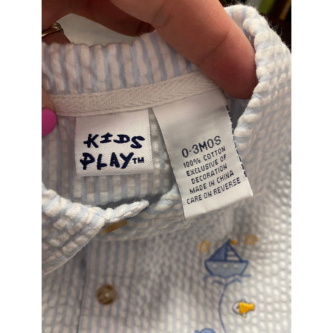 0-3 months vintage seersucker sailboat top