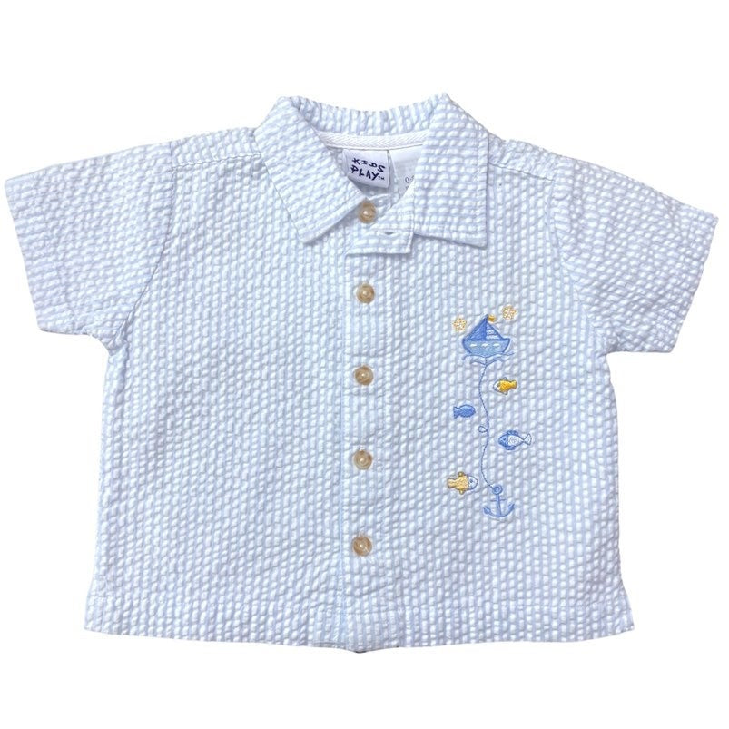 0-3 months vintage seersucker sailboat top